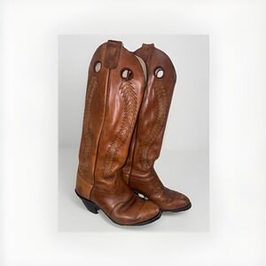 Men's OLATHE 9.5 Brown 18" Tall Buckaroo Cowboy Boots 6720 USA 🇺🇸